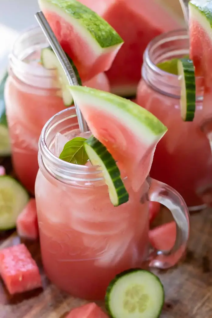 Watermelon Cucumber Basil Lemonade 