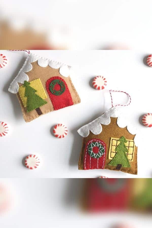 FELT GINGERBREAD HOUSE ORNAMENT