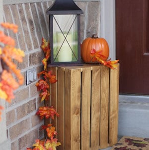 Fall Crate with Lantern and Pumpkins