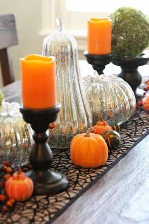 pumpkins and mercury glass pumpkins