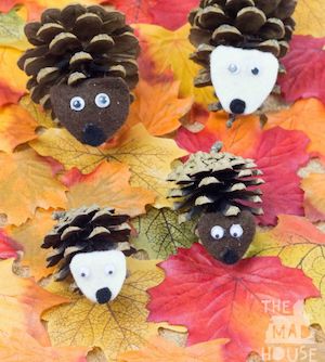 Pinecone Hedgehogs fall craft for kids