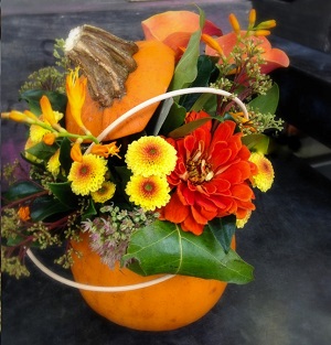 Pretty Pumpkin Flower Arrangement