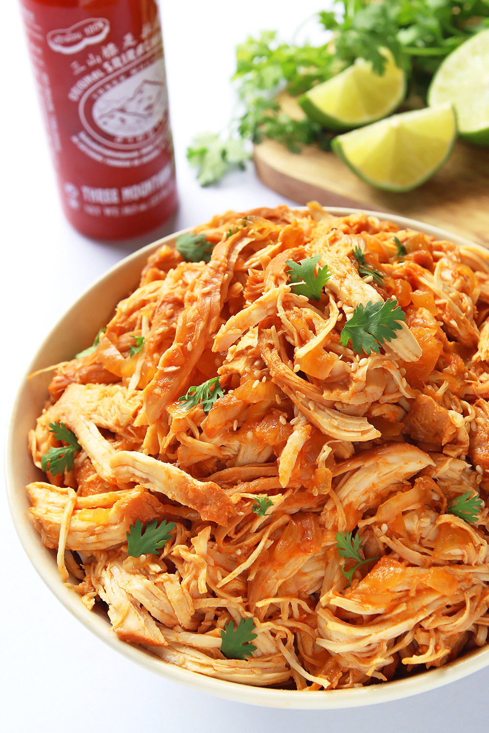 Slow Cooker Shredded Sriracha Chicken