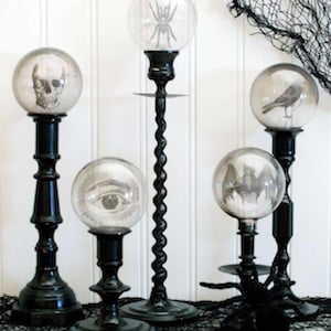 Spooky Crystal Ball Halloween Candlesticks