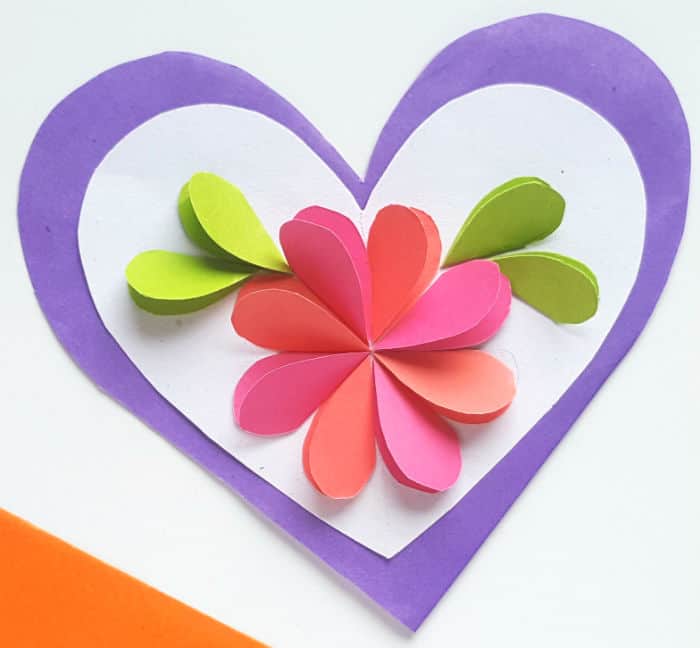 Step 7 finished paper heart card mothers day craft for teens