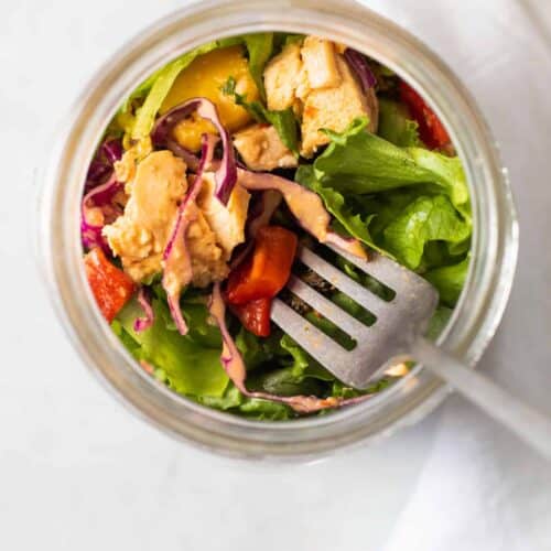 Thai chopped salad in a mason jar.