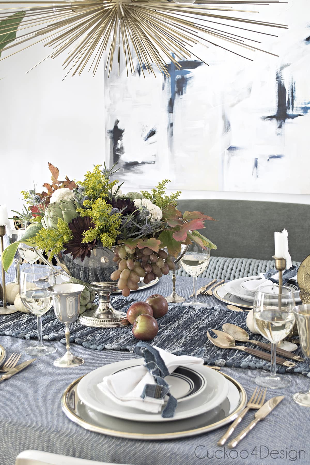 Thanksgiving or fall tablesetting in jeans blues 2