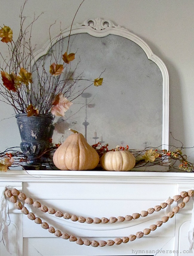 Vintage Mirror Mantel with Walnut Garland