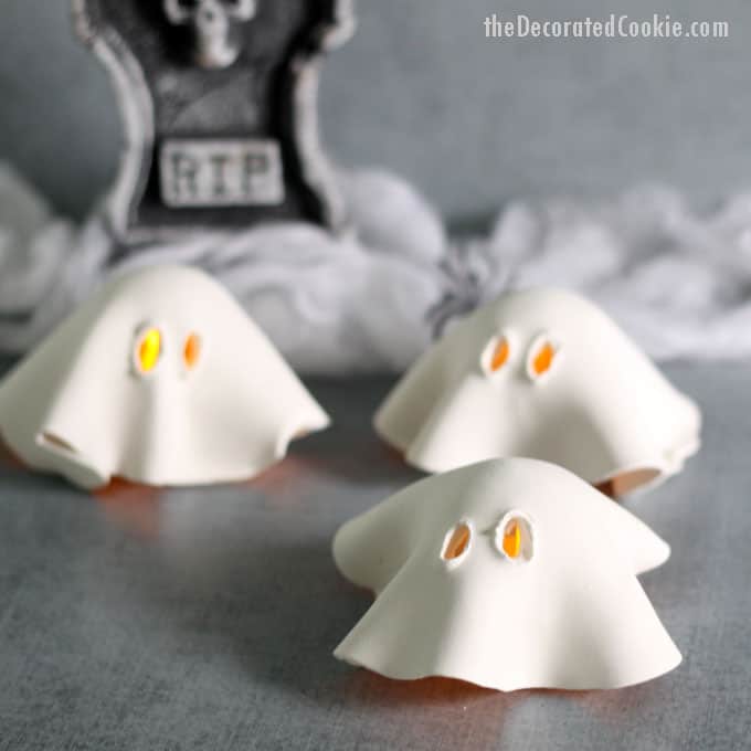 air dry clay ghost tea lights image 2