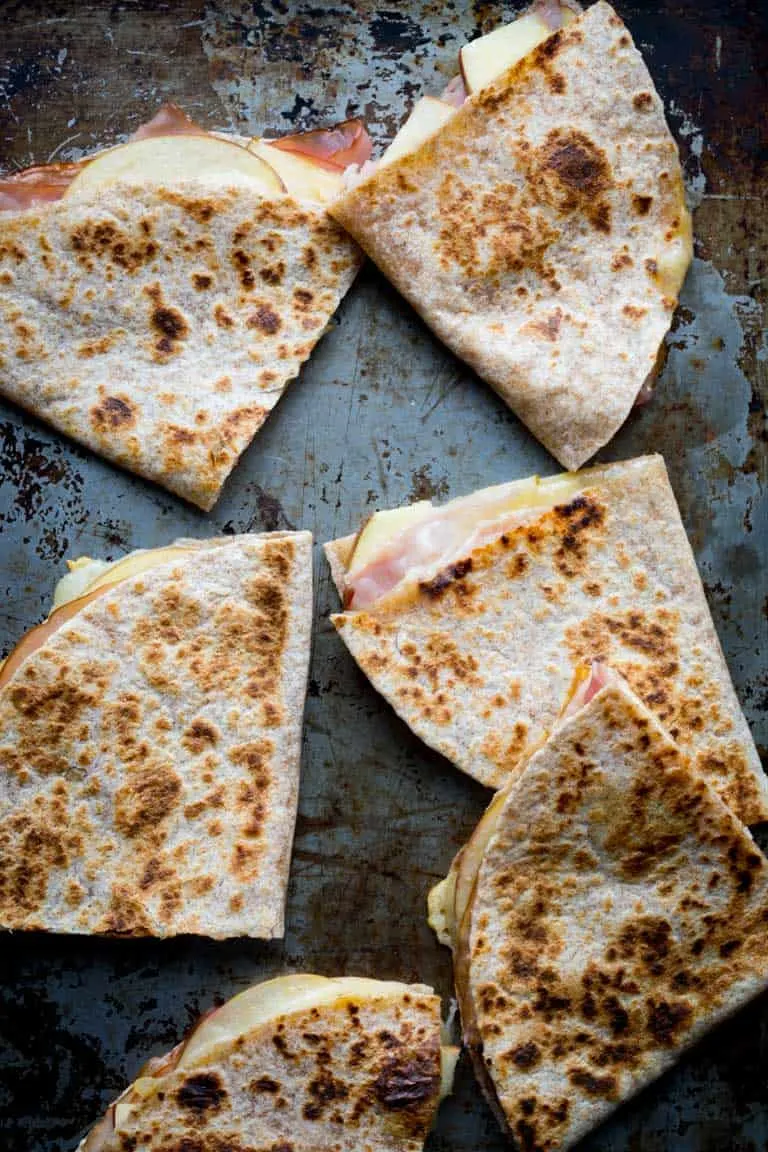 apple ham cheddar quesadillas