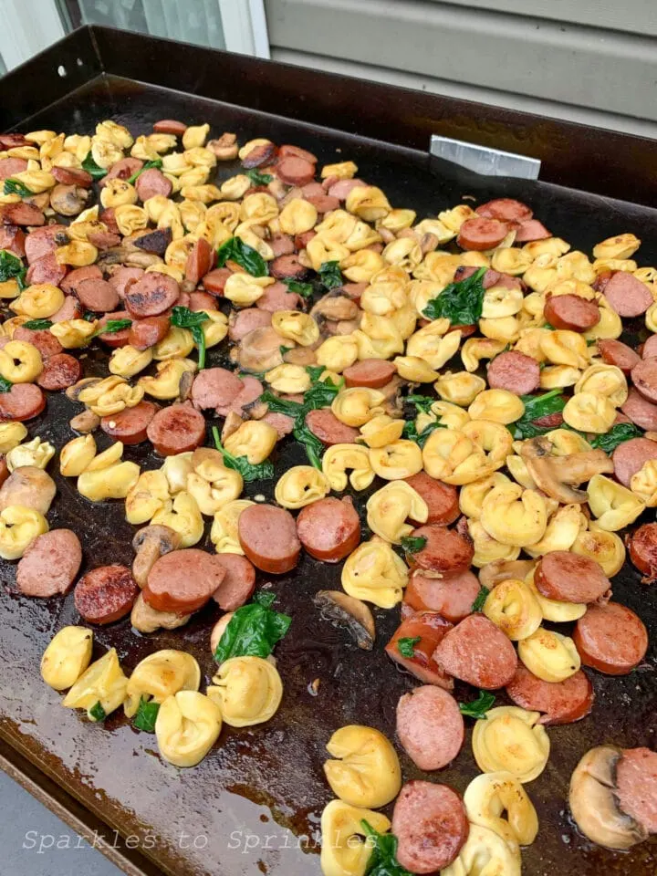 Blackstone Grilled Kielbasa, Tortellini, & Spinach Casserole