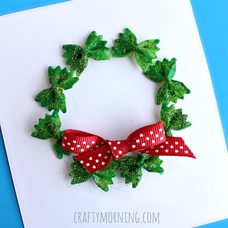 bow tie noodle wreath christmas craft for kids