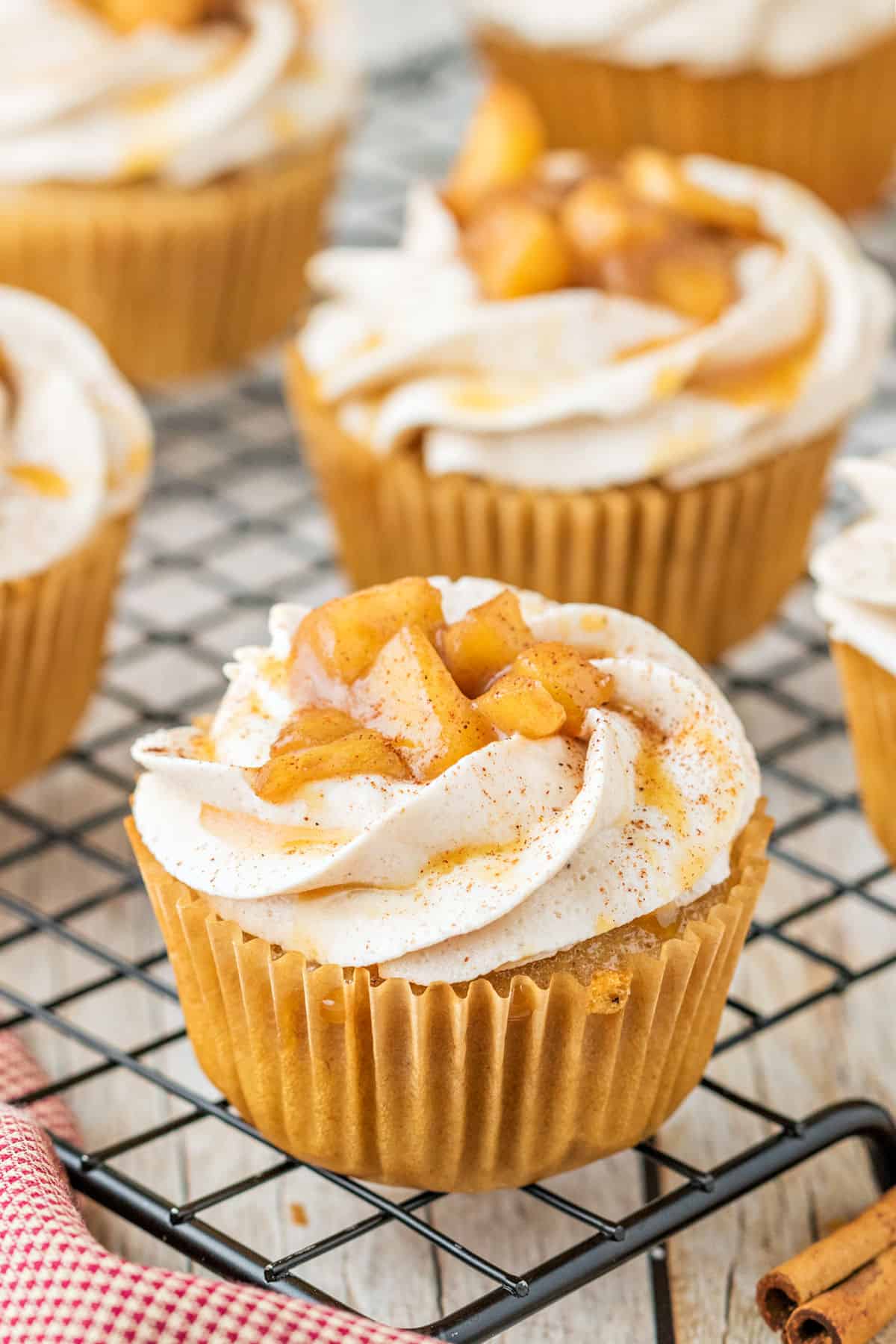 caramel apple cupcakes cooling