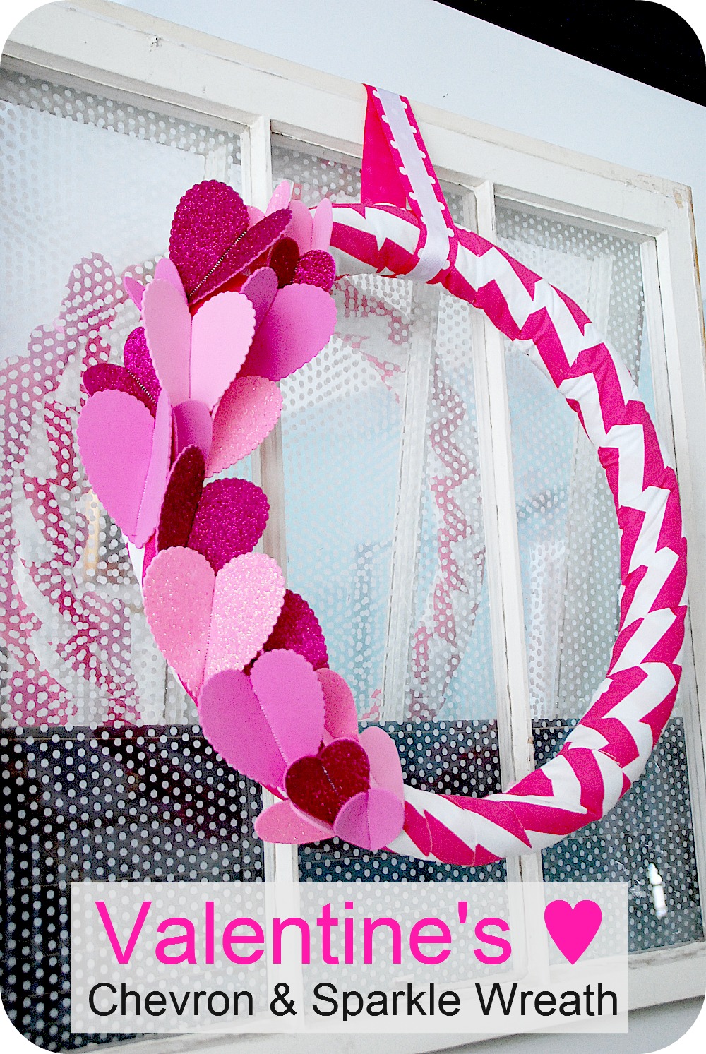 chevron and sparkle valentine wreath