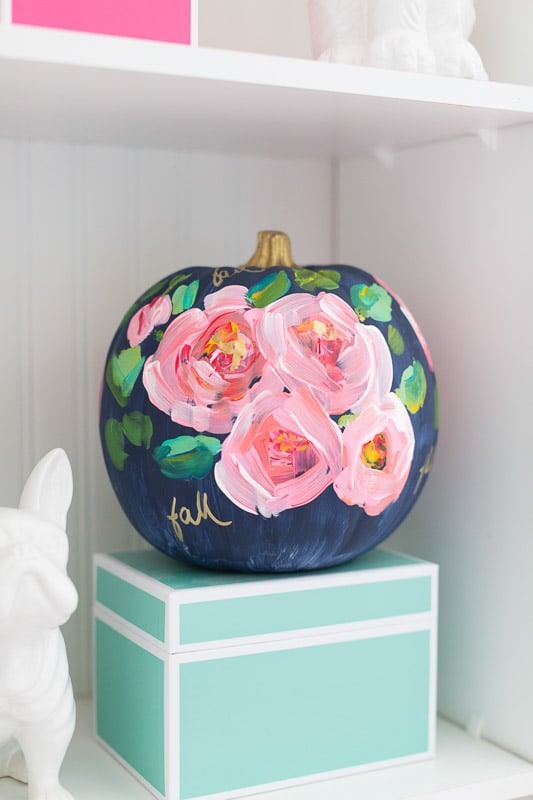 40+ NO CARVE Pumpkin Ideas You'll Want to Try This Fall!! Floral Painted Pumpkin - Craftberry Bush