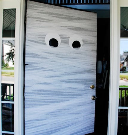 front door mummy decoration for halloween