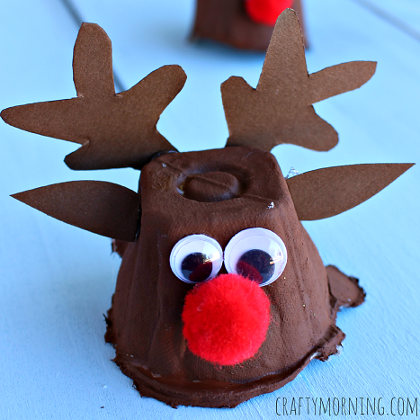 egg carton reindeer craft for kids