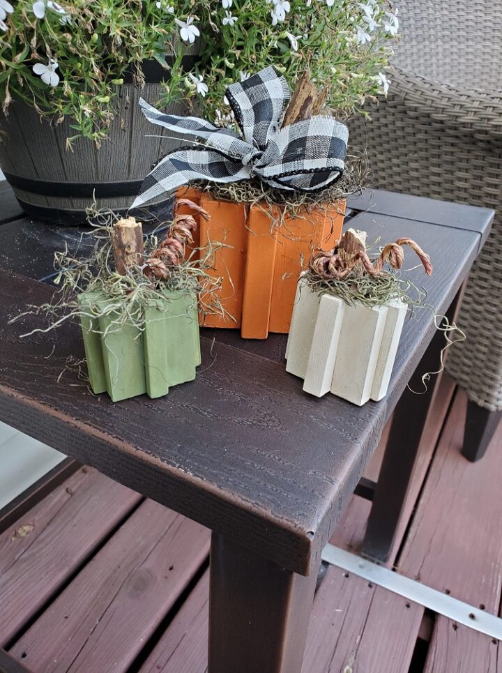 jenga block pumpkins decor