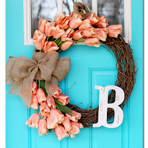 Monogrammed Tulip Spring Wreath