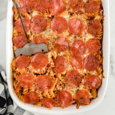 pizza casserole recipe card