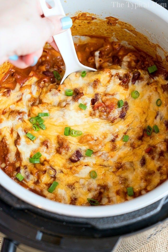 pressure cooker cheesy chili mac 2