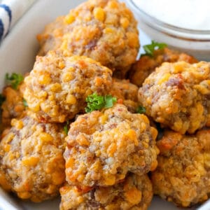 Cooked sausage balls.