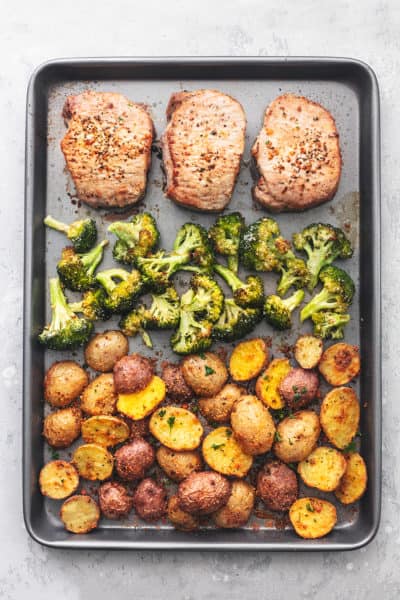 sheet pan pork chops potatoes broccoli 2sm 1