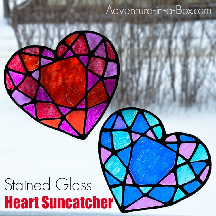 stained glass heart suncatchers black glue craft fb