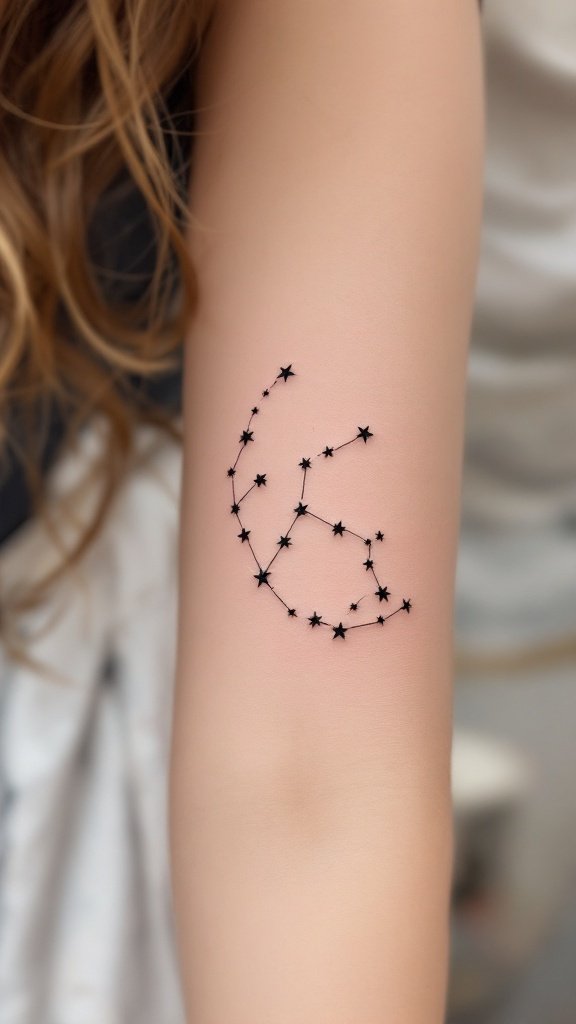 Tattoo of constellation representing a birth month