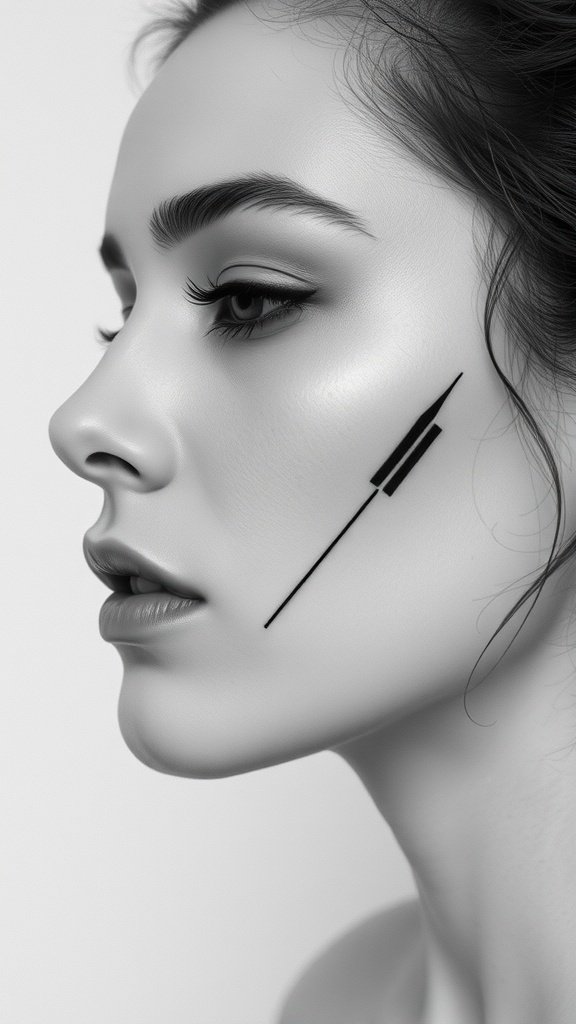 Abstract fine line tattoos of faces in bold minimalism style