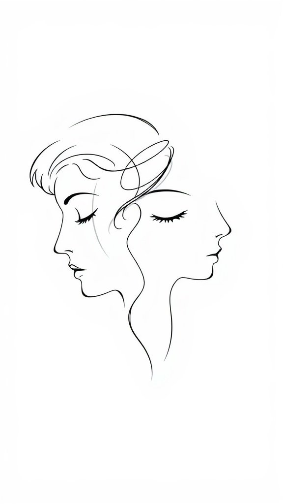 Abstract tattoo design featuring intertwined faces
