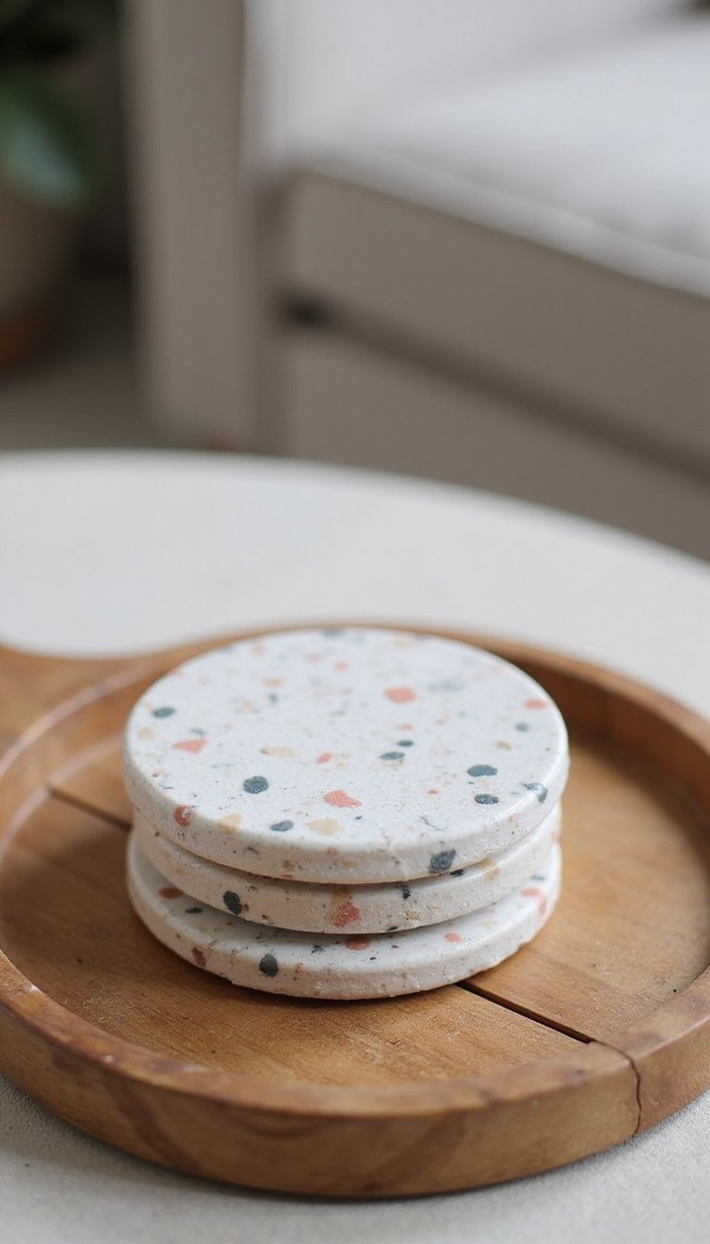 DIY terrazzo coasters with pretty speckle mix