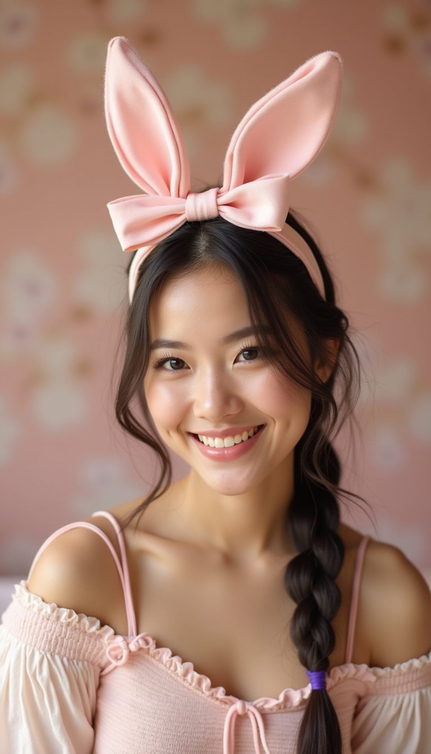 Dutch Braid Bunny Ears With Ribbon