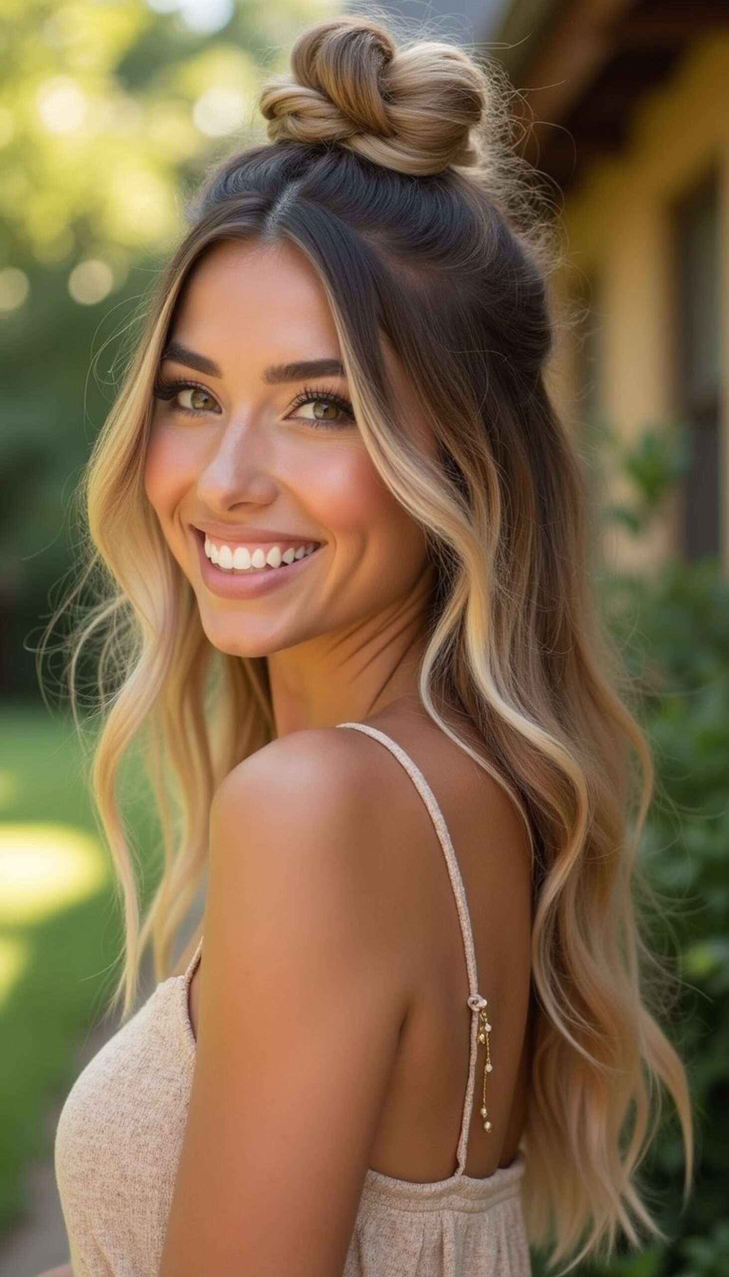 Half-Up Bunny Twist With Loose Waves