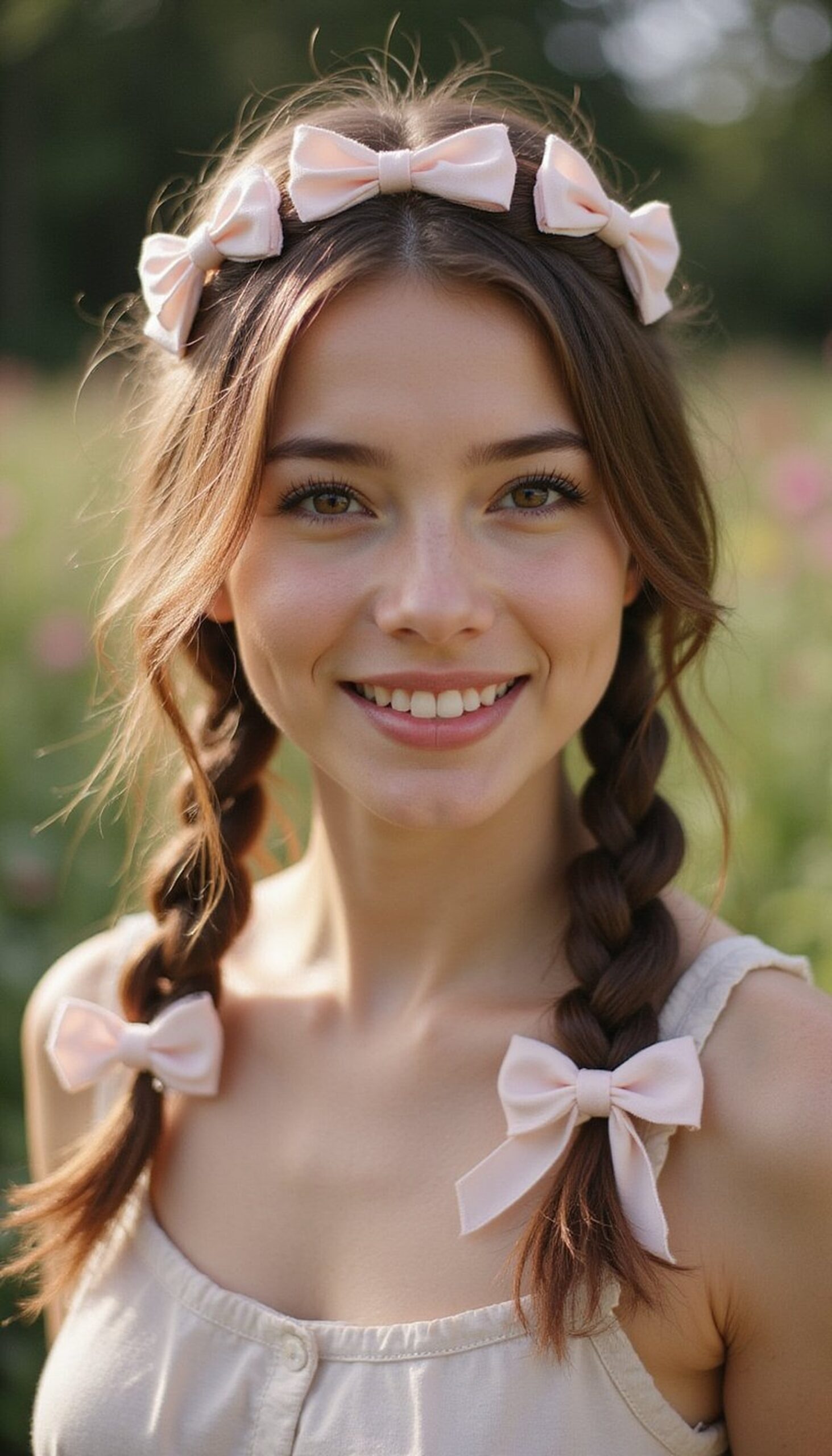 Milkmaid-Inspired Bunny Braids With Delicate Bows