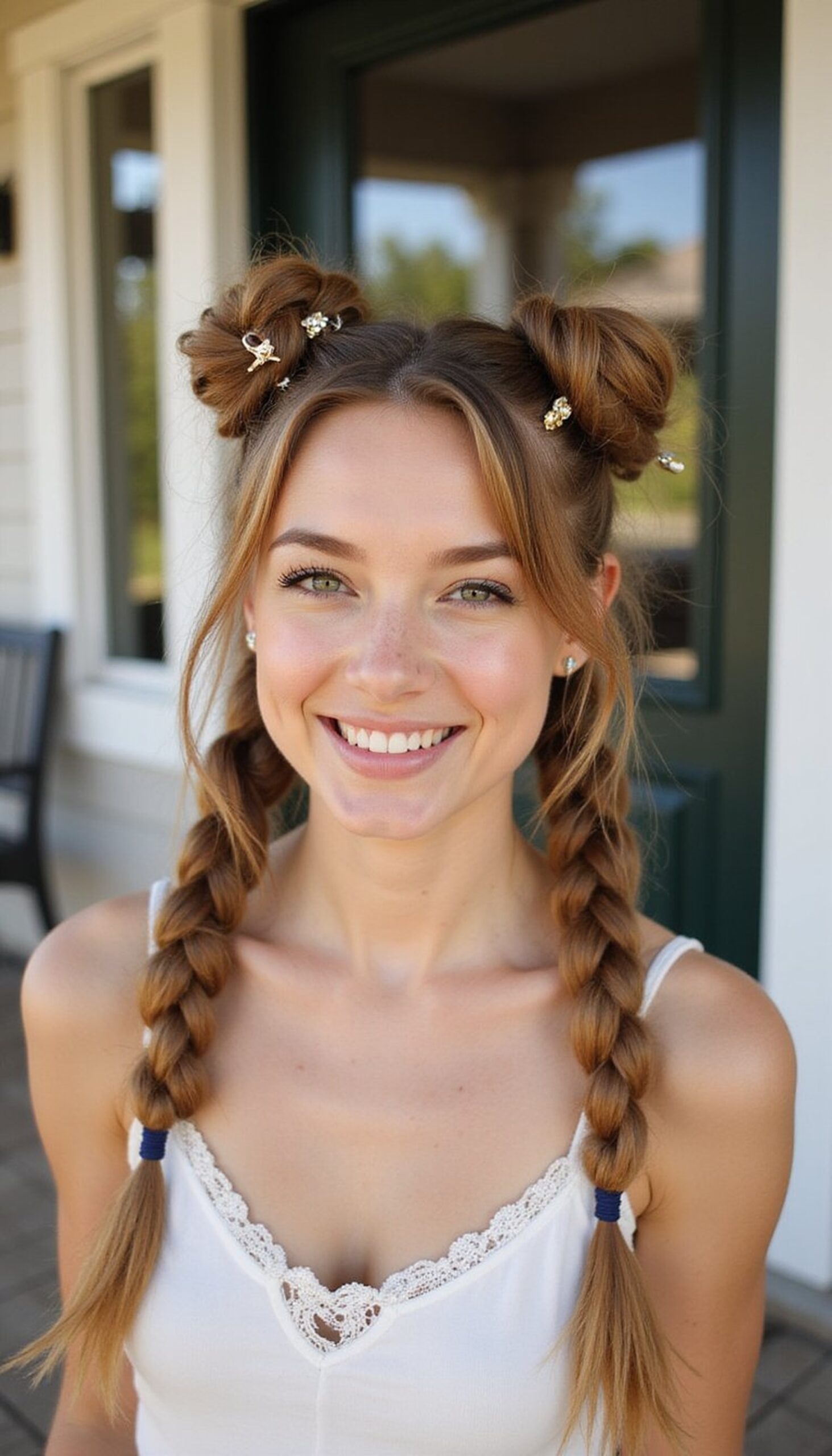 Playful Knotted Bunny Braids With Clips