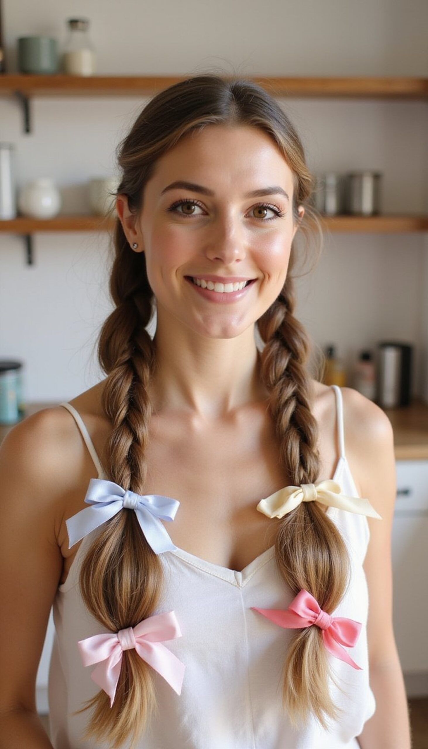 Ribbon-Wrapped Bunny Braids With Pastel Bows