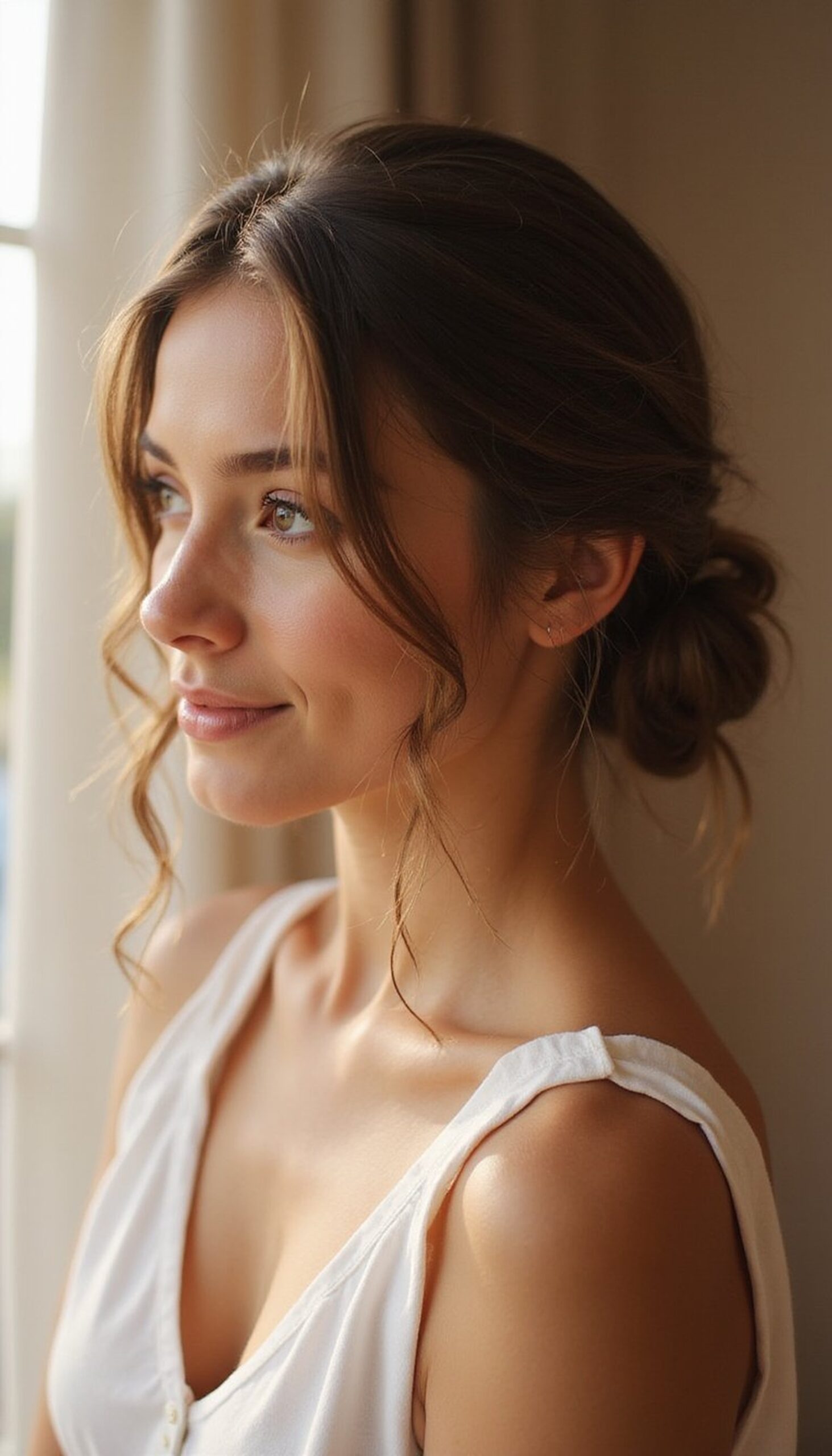 Loose Low Bun With Face-Framing Tendrils