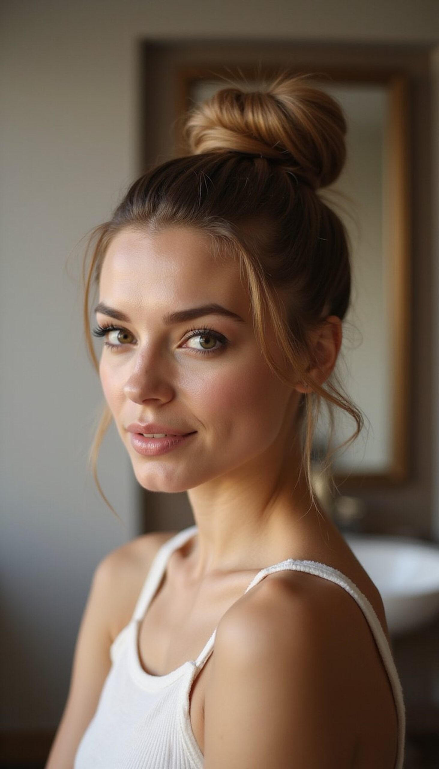 Sleek High Bun With Deep Side Part
