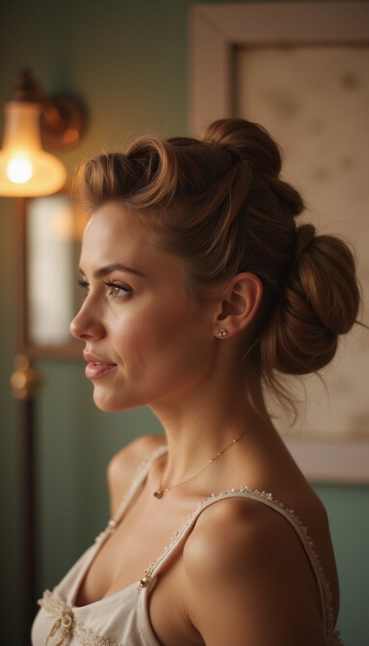 Vintage Victory Rolls Into Low Bun