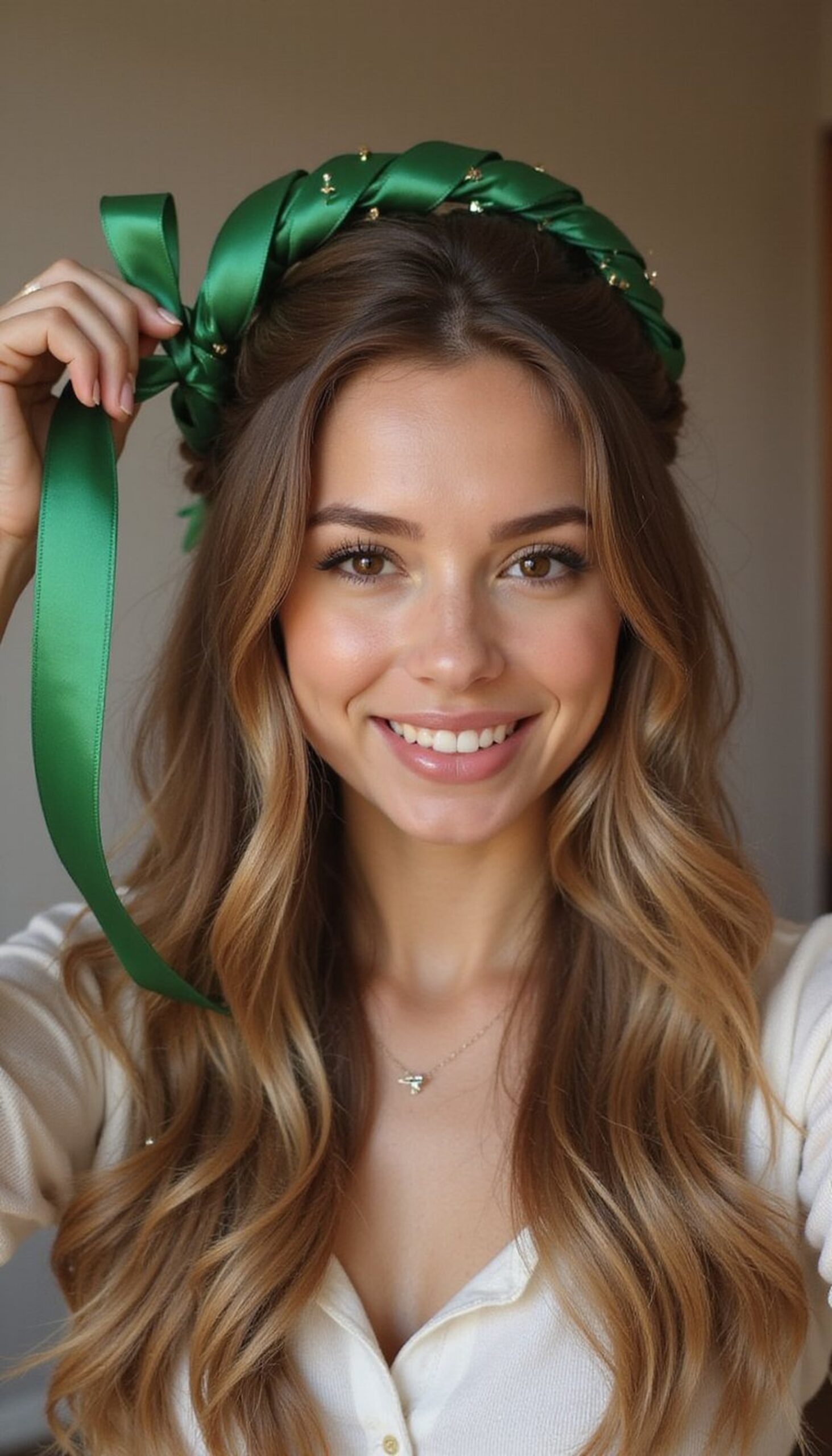 Shamrock Braided Crown With Green Ribbon