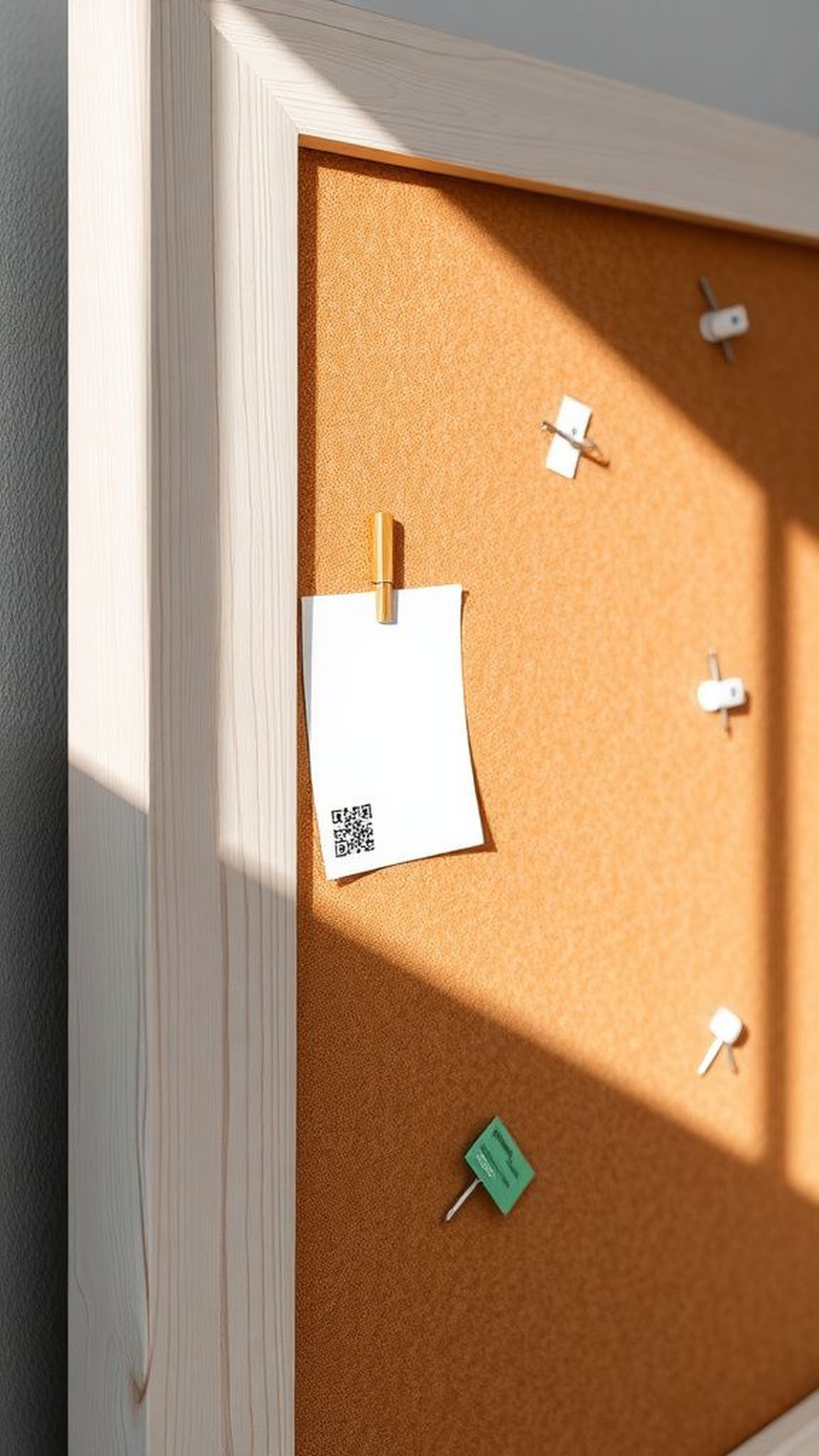 Corkboard memo board with color-washed frame accents