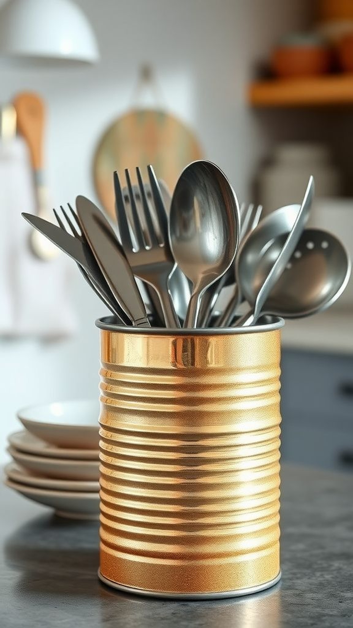 Glittered utensil holder turning spoons into display