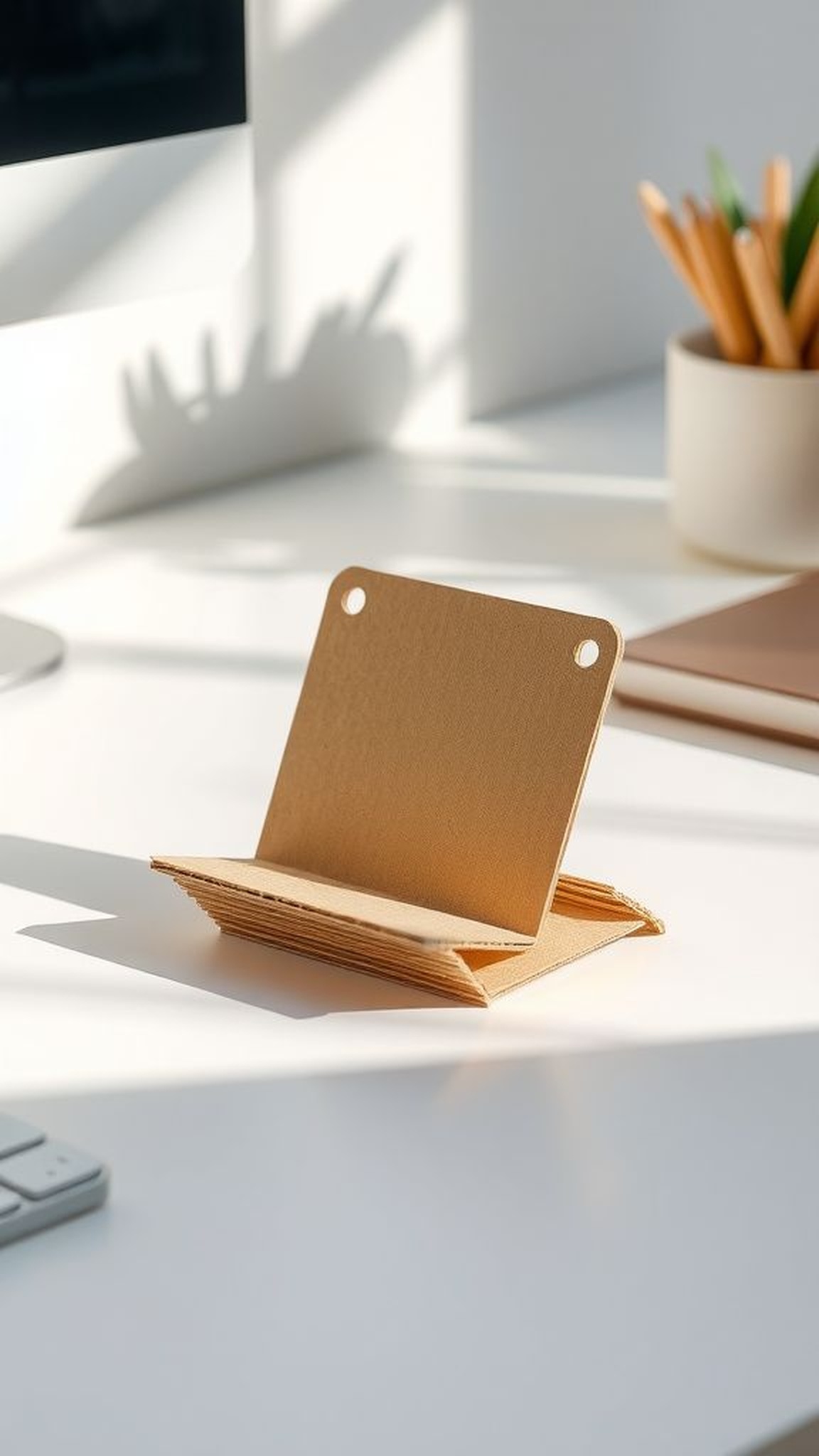 Cardboard magazine phone stand with playful angles