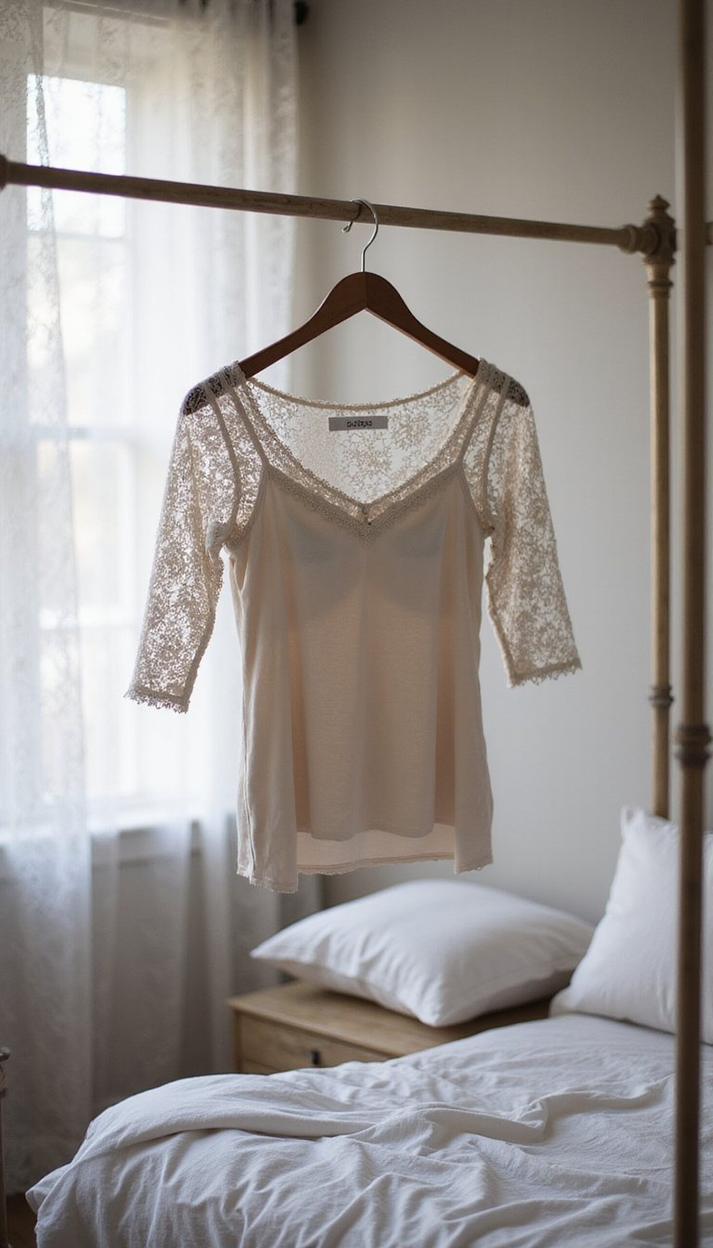 Lace Curtain Top: Delicate Sleeve Inserts Idea