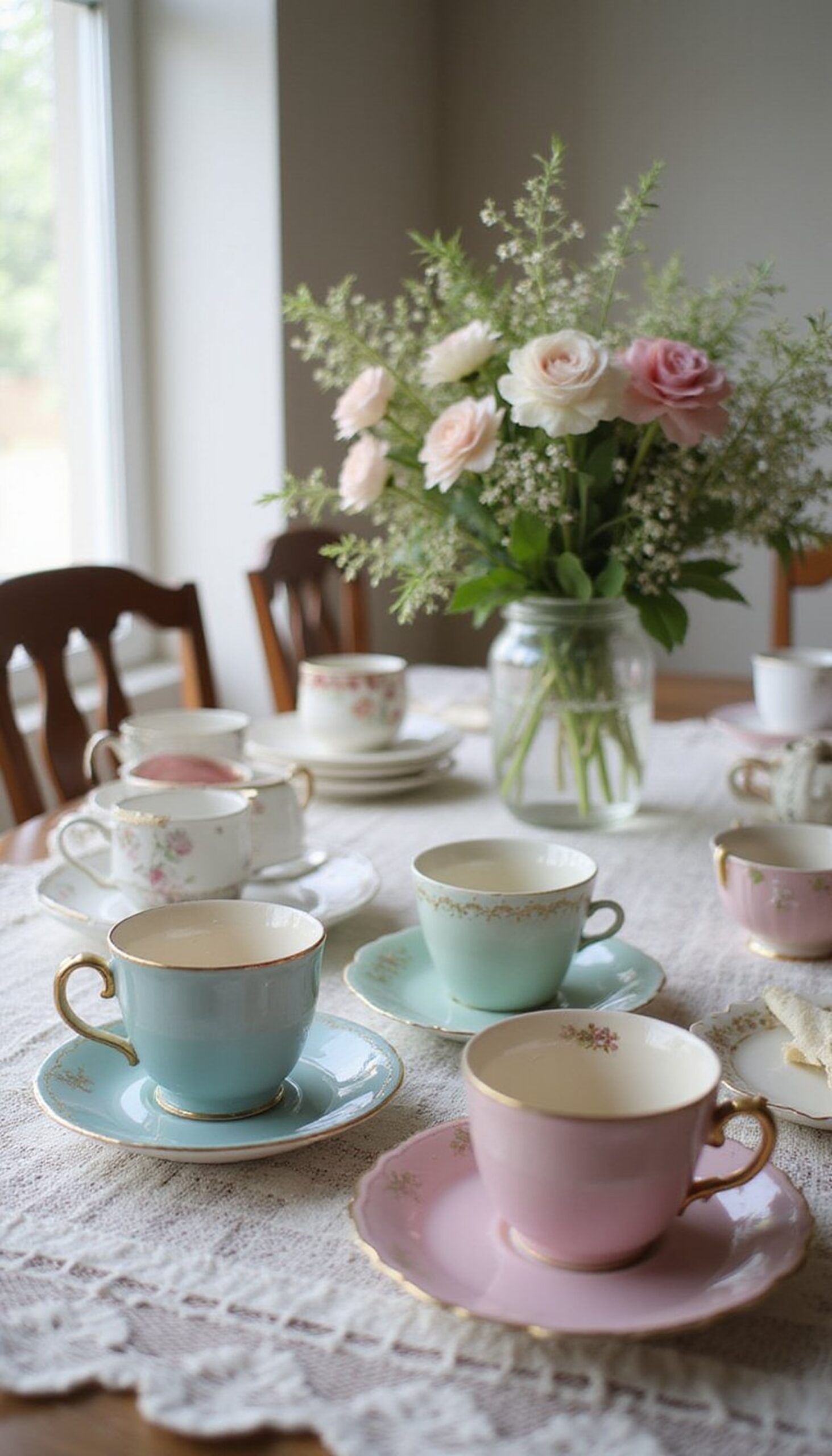 Tea cup bouquets: vintage floral centerpieces