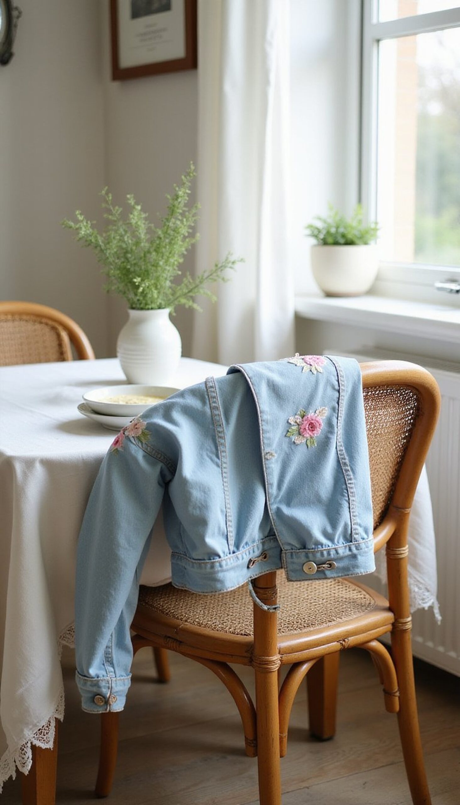 Floral Appliqué Denim Jacket for Mother's Day Brunch