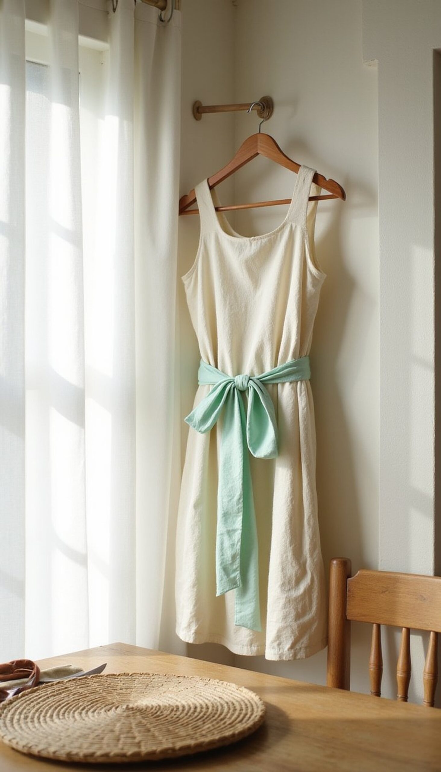 Ribbon-Sashed Sundress: Soft Pastels and Texture