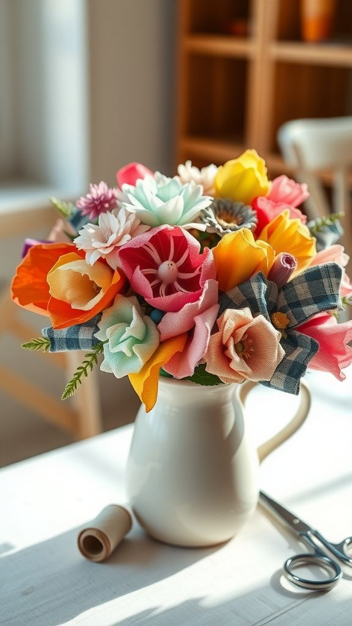Fabric scrap bouquet that never wilts