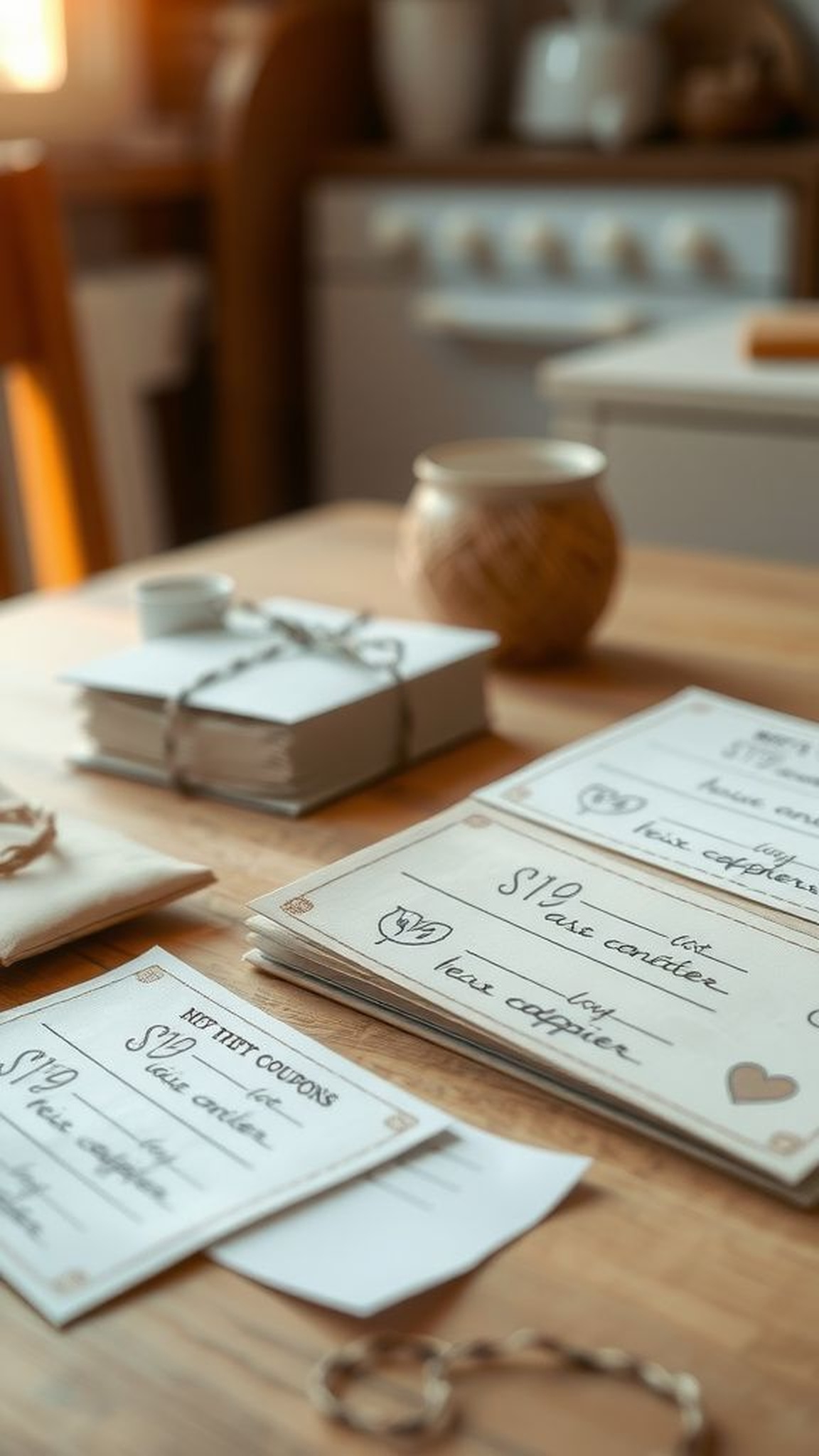 Handwritten coupon book for tiny thoughtful favors